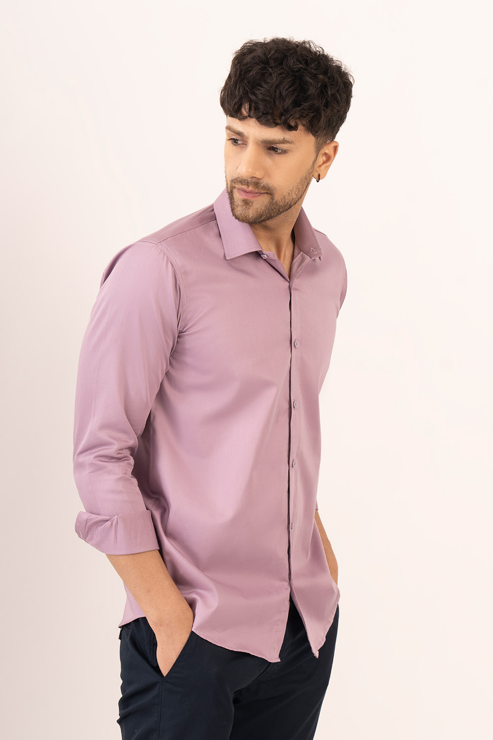 Mculine Men Mauve Color Casual Shirt Mculine Men Mauve Color Casual Shirt