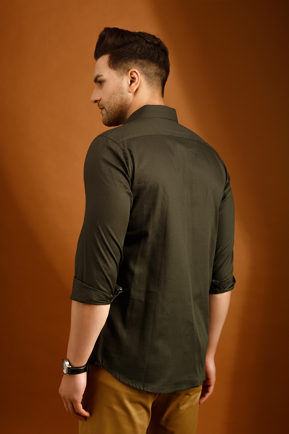 Mculine Olive Green Formal Shirt